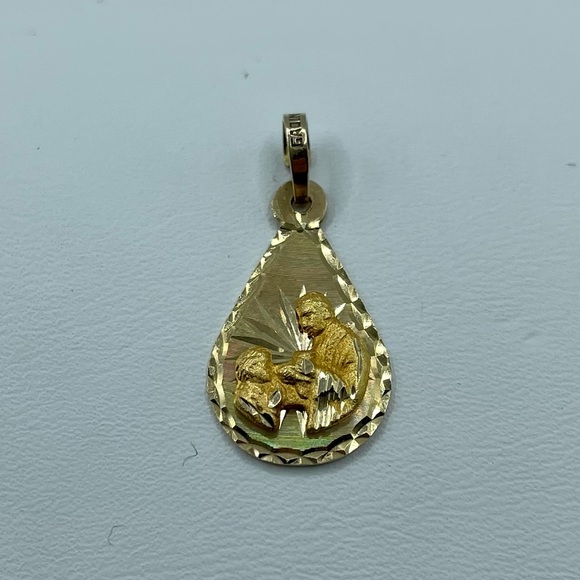 Rare First Communion Tear Detail Pendant Charm Solid 10k Yellow Gold - Picture 5 of 5